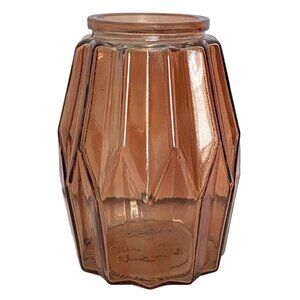DPS Diamond Medium Atomic MCM Glass Jar Vase Amber Tone 6in Tall Faceted Design